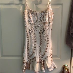 Angel Biba White Sparkly Cocktail Dress